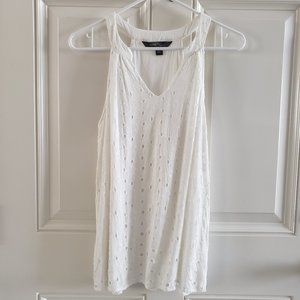 MARKET & SPRUCE Eyelet Lined Halter Neck White Sleeveless Top SZ S